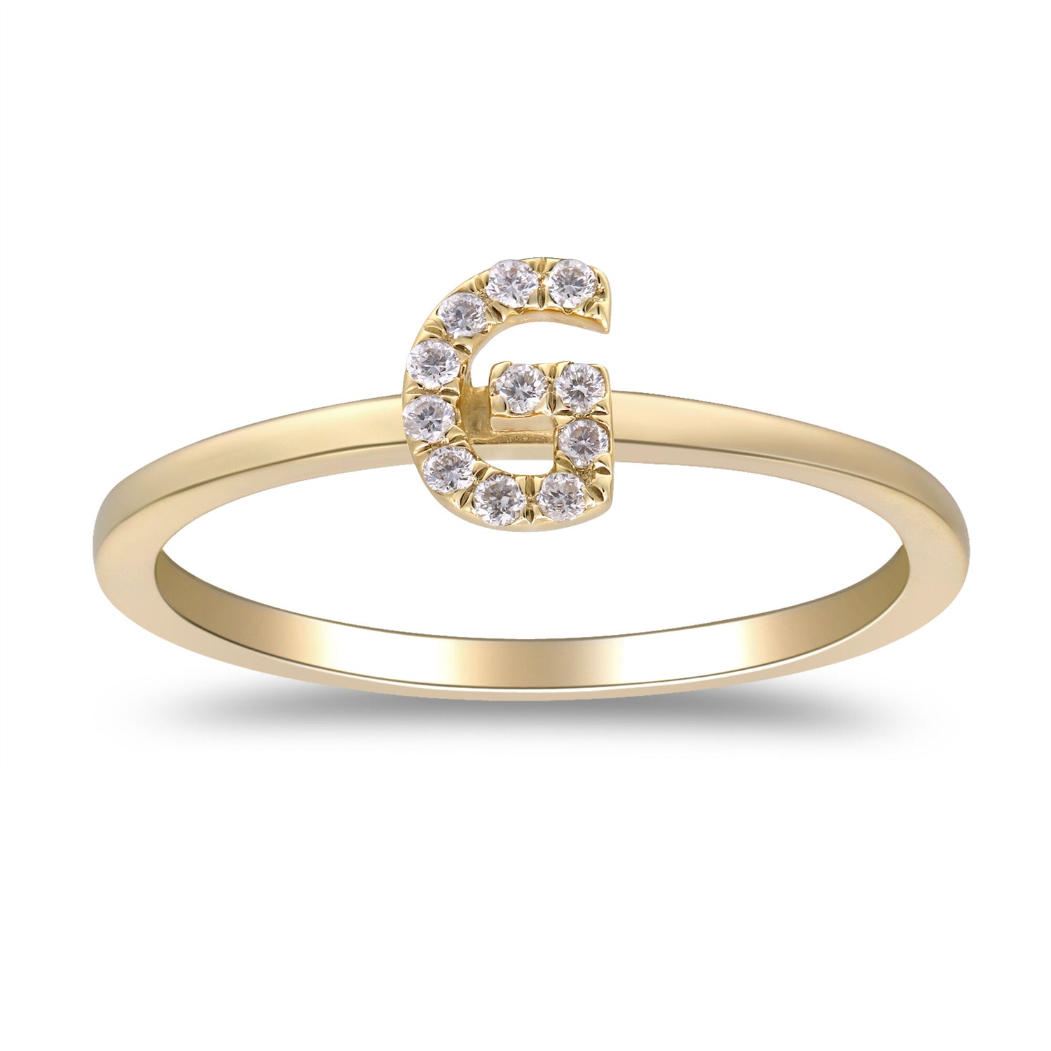 Diamond Accent "G" Initial Ring in 10K Yellow Gold