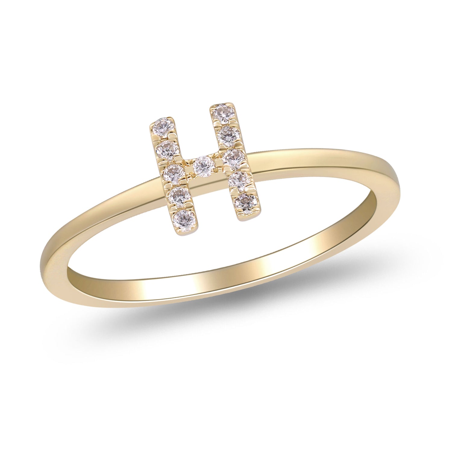 Diamond Accent "H" Initial Ring in 10K Yellow Gold