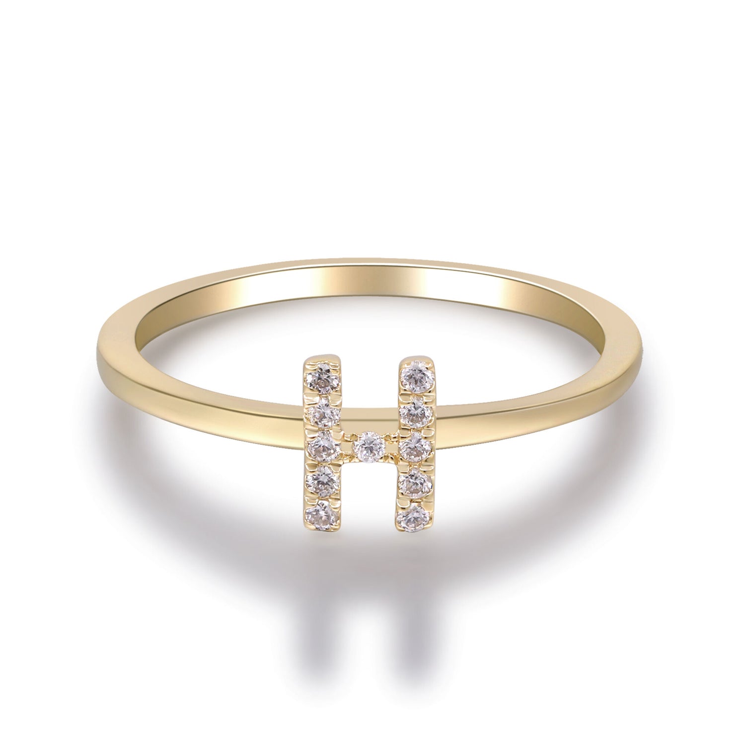 Diamond Accent "H" Initial Ring in 10K Yellow Gold
