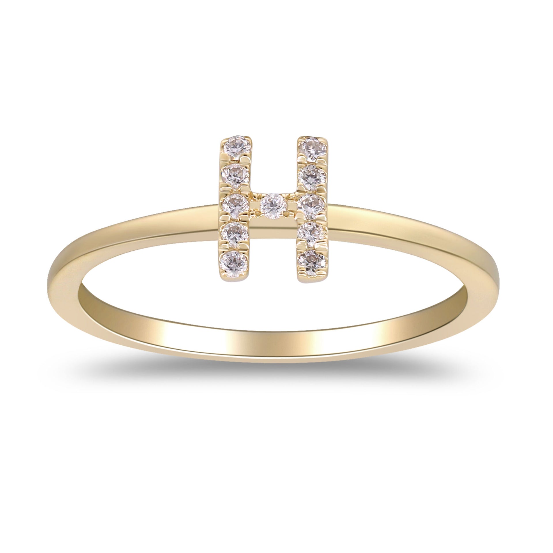 Diamond Accent "H" Initial Ring in 10K Yellow Gold