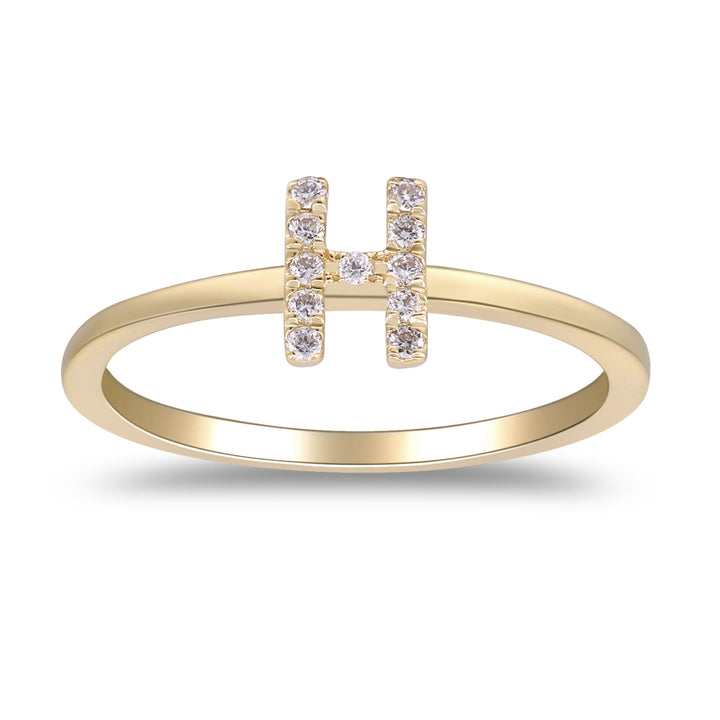 Diamond Accent "H" Initial Ring in 10K Yellow Gold