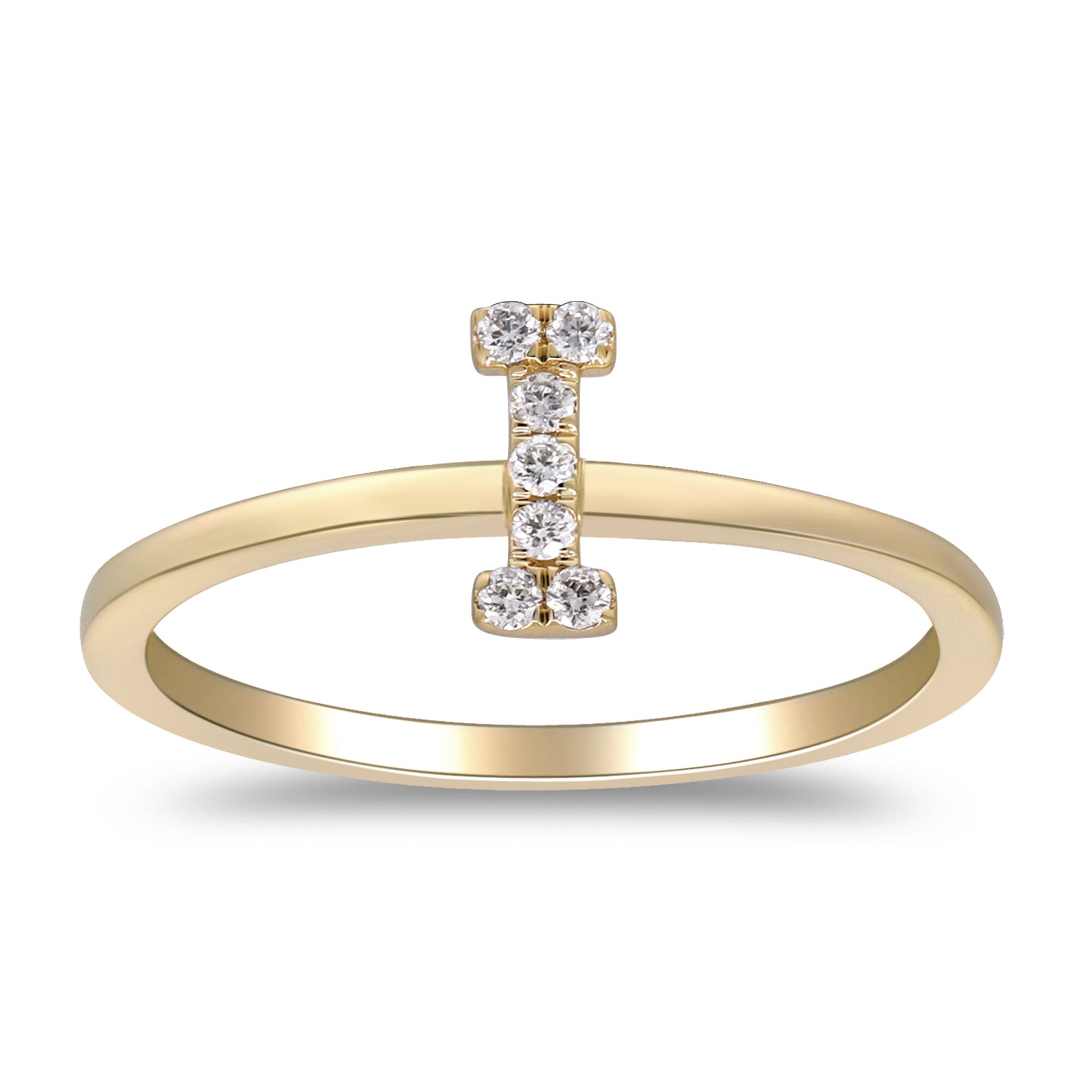 Diamond Accent "I" Initial Ring in 10K Yellow Gold