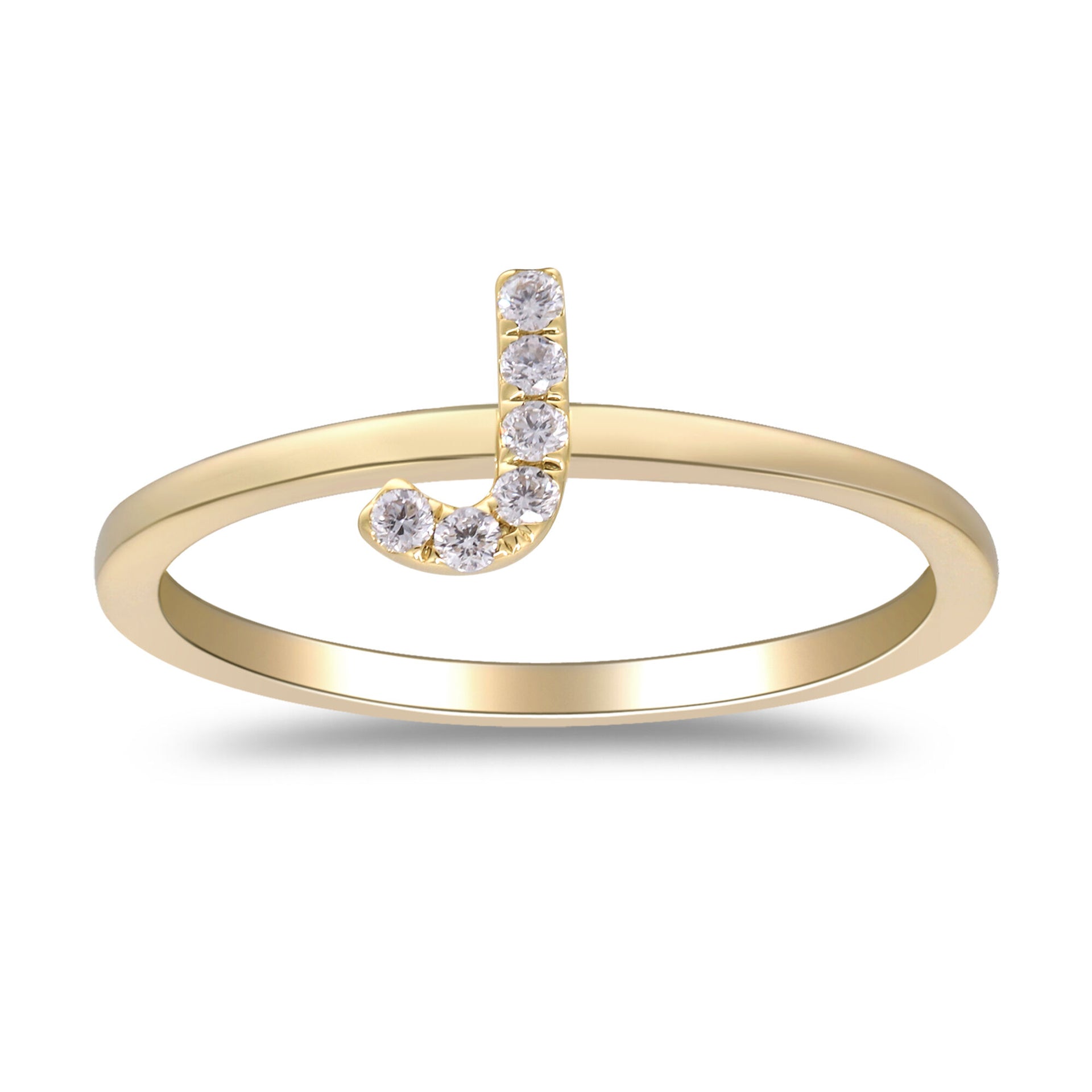 Diamond Accent "J" Initial Ring in 10K Yellow Gold
