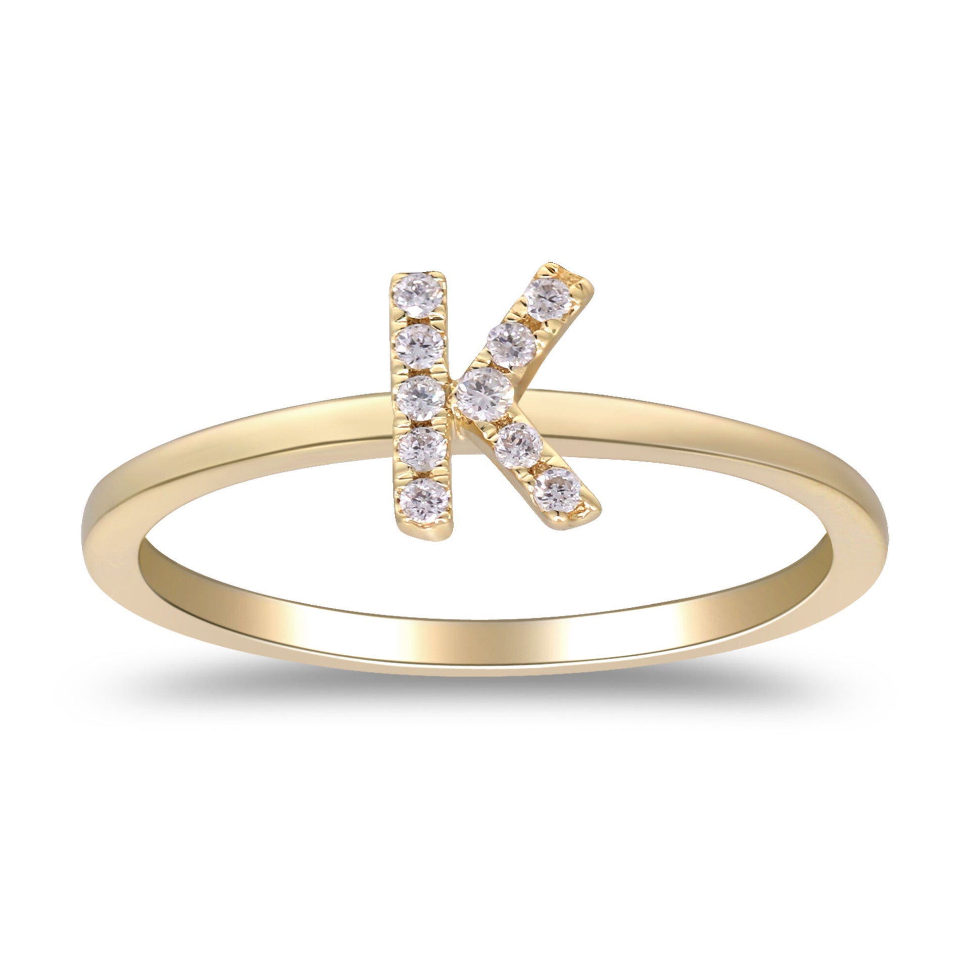 Diamond Accent "K" Initial Ring in 10K Yellow Gold