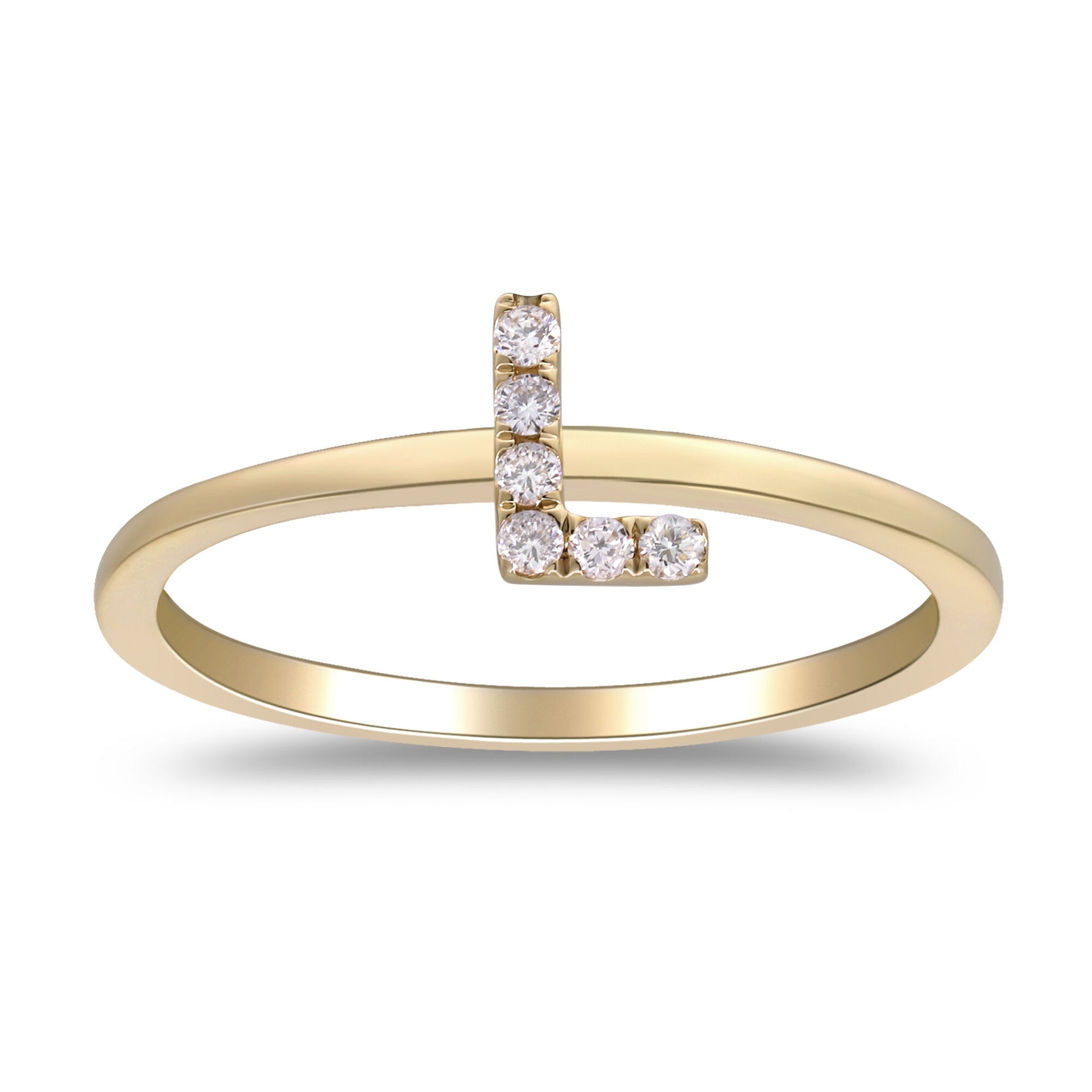 Diamond Accent "L" Initial Ring in 10K Yellow Gold