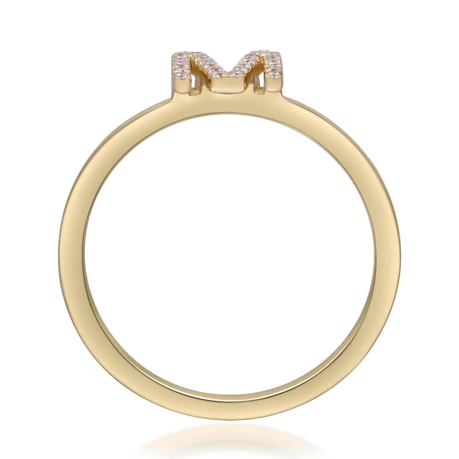 Diamond Accent "M" Initial Ring in 10K Yellow Gold
