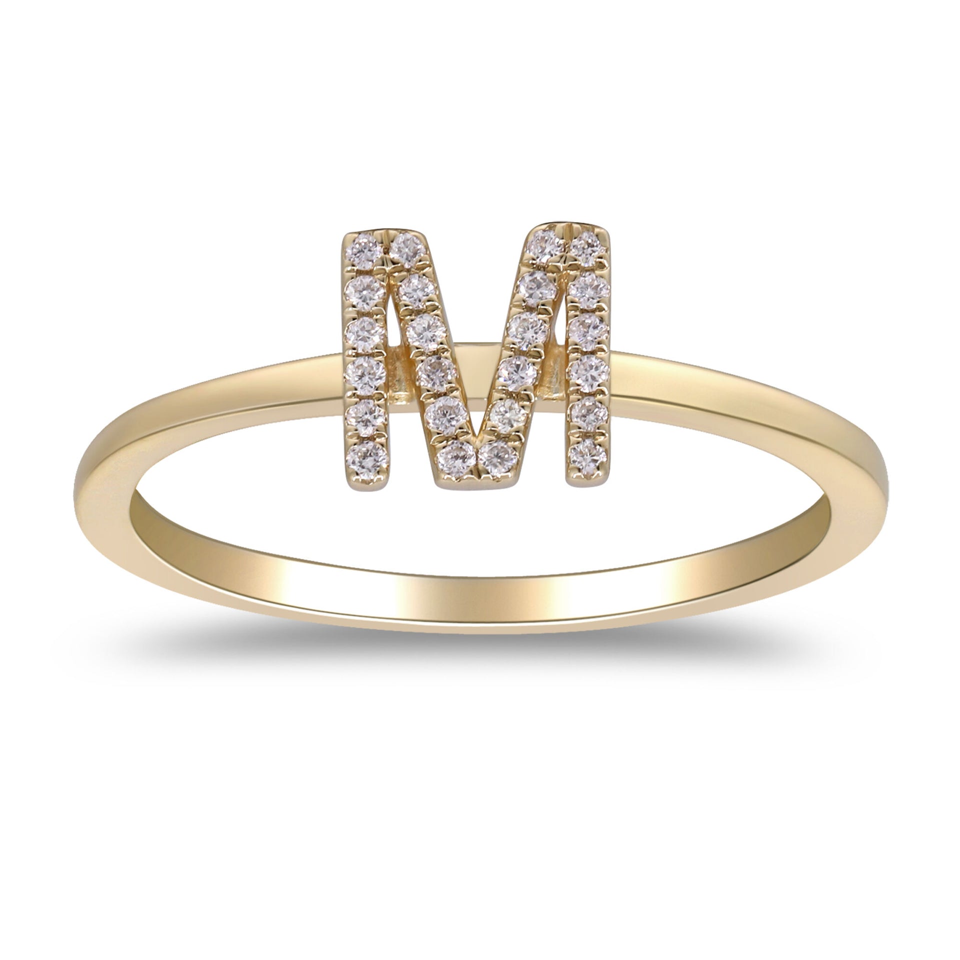 Diamond Accent "M" Initial Ring in 10K Yellow Gold