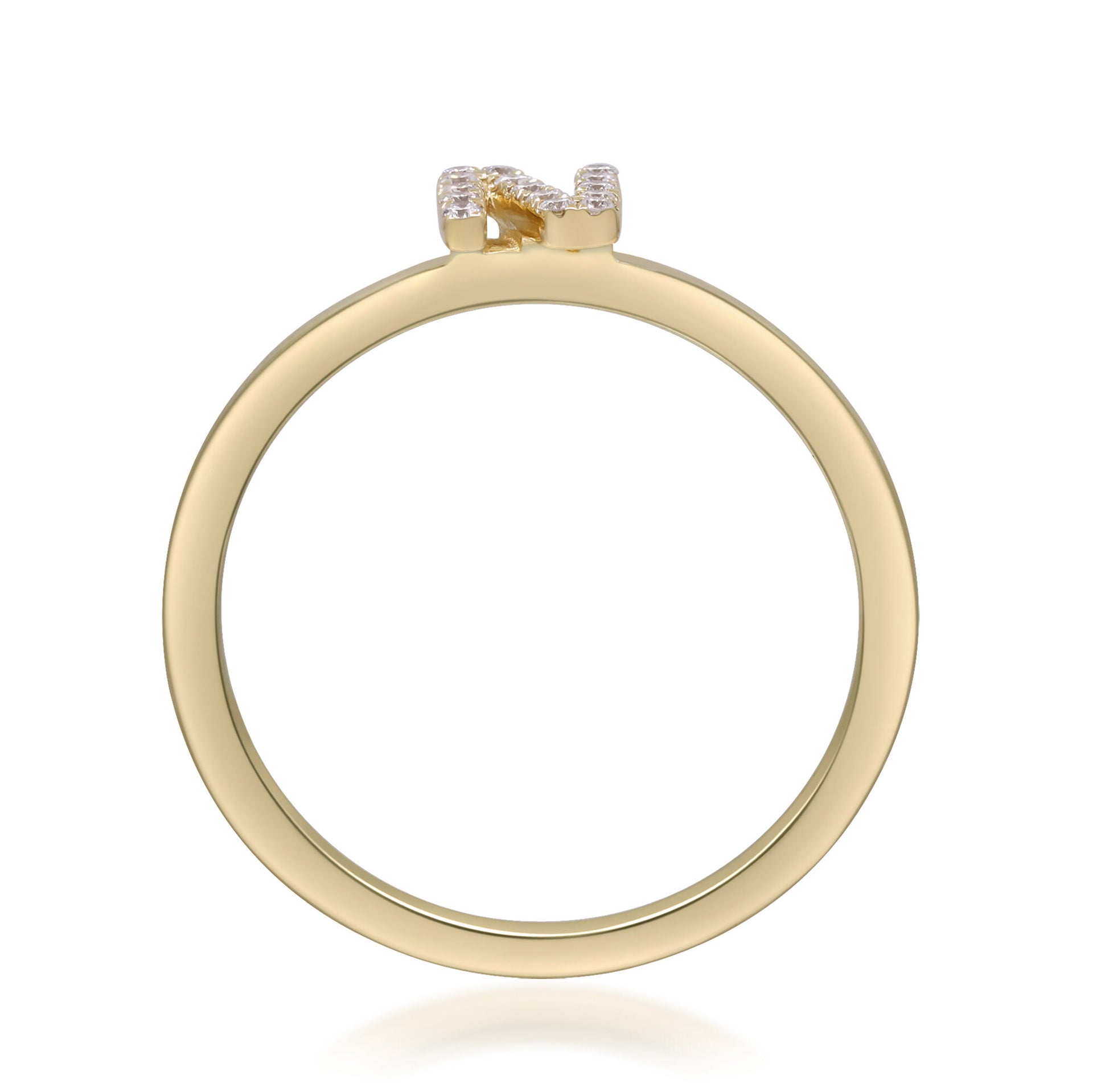 Diamond Accent "N" Initial Ring in 10K Yellow Gold