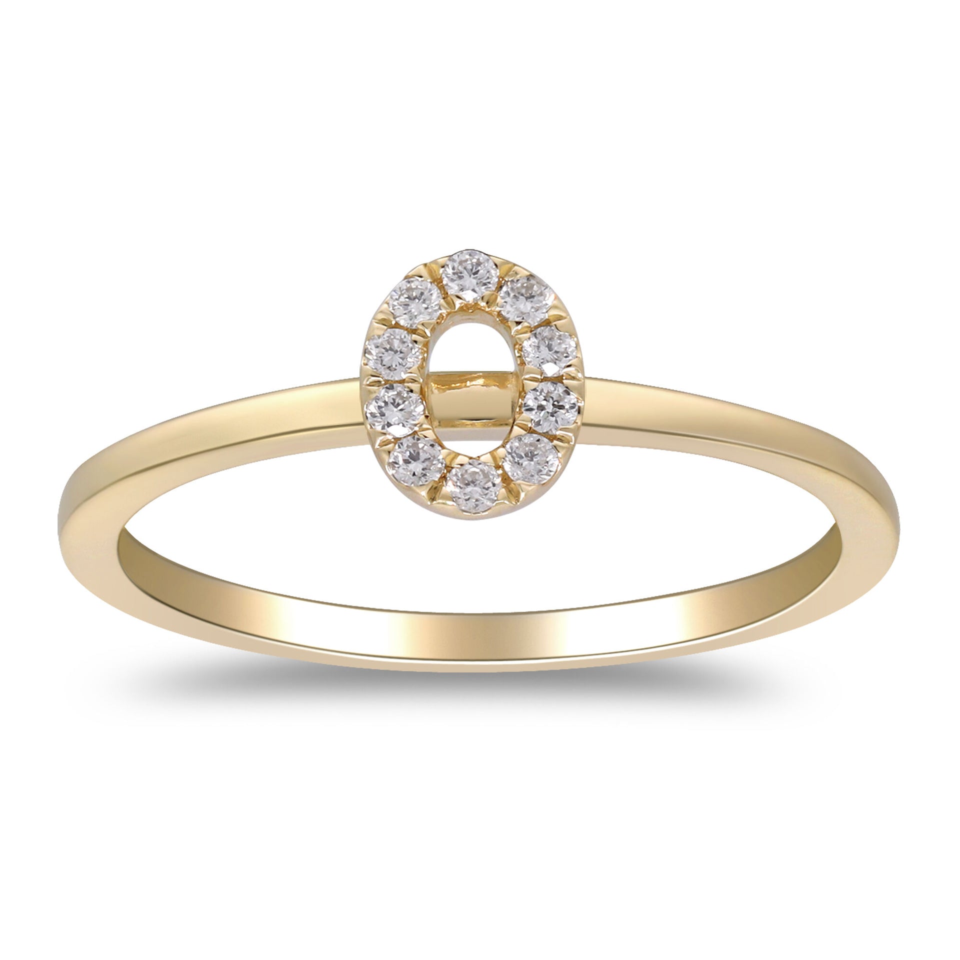 Diamond Accent "O" Initial Ring in 10K Yellow Gold