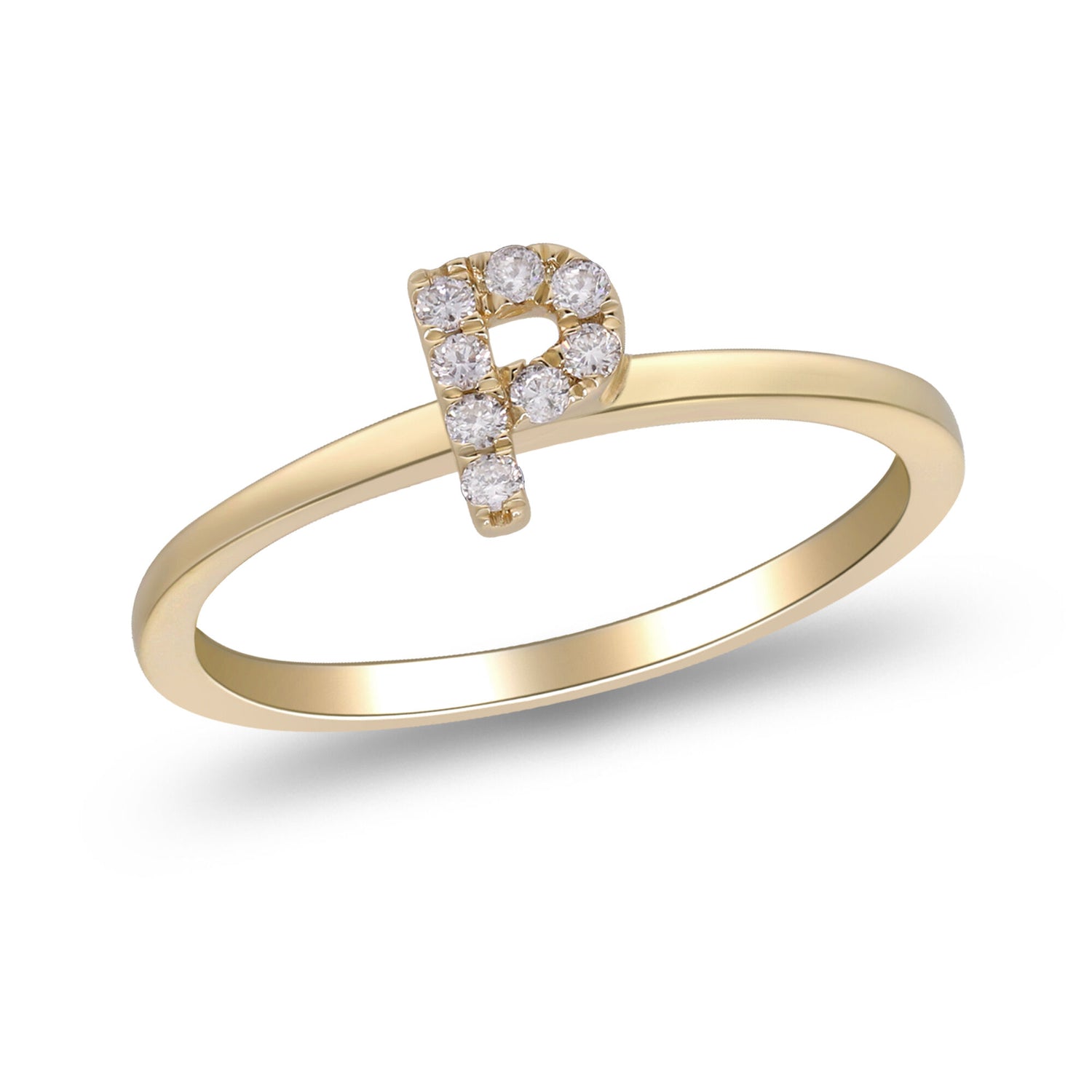 Diamond Accent "P" Initial Ring in 10K Yellow Gold