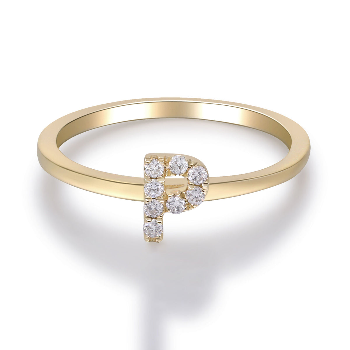 Diamond Accent "P" Initial Ring in 10K Yellow Gold