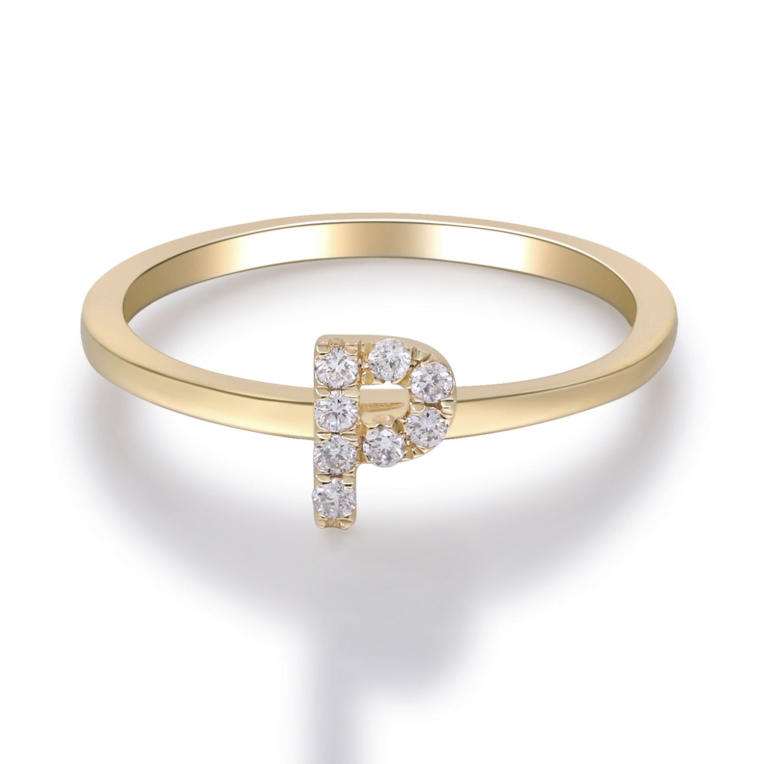 Diamond Accent "P" Initial Ring in 10K Yellow Gold