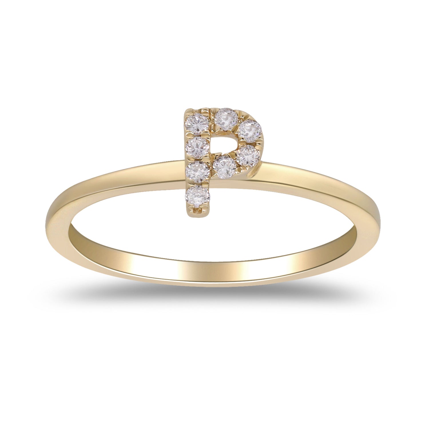 Diamond Accent "P" Initial Ring in 10K Yellow Gold