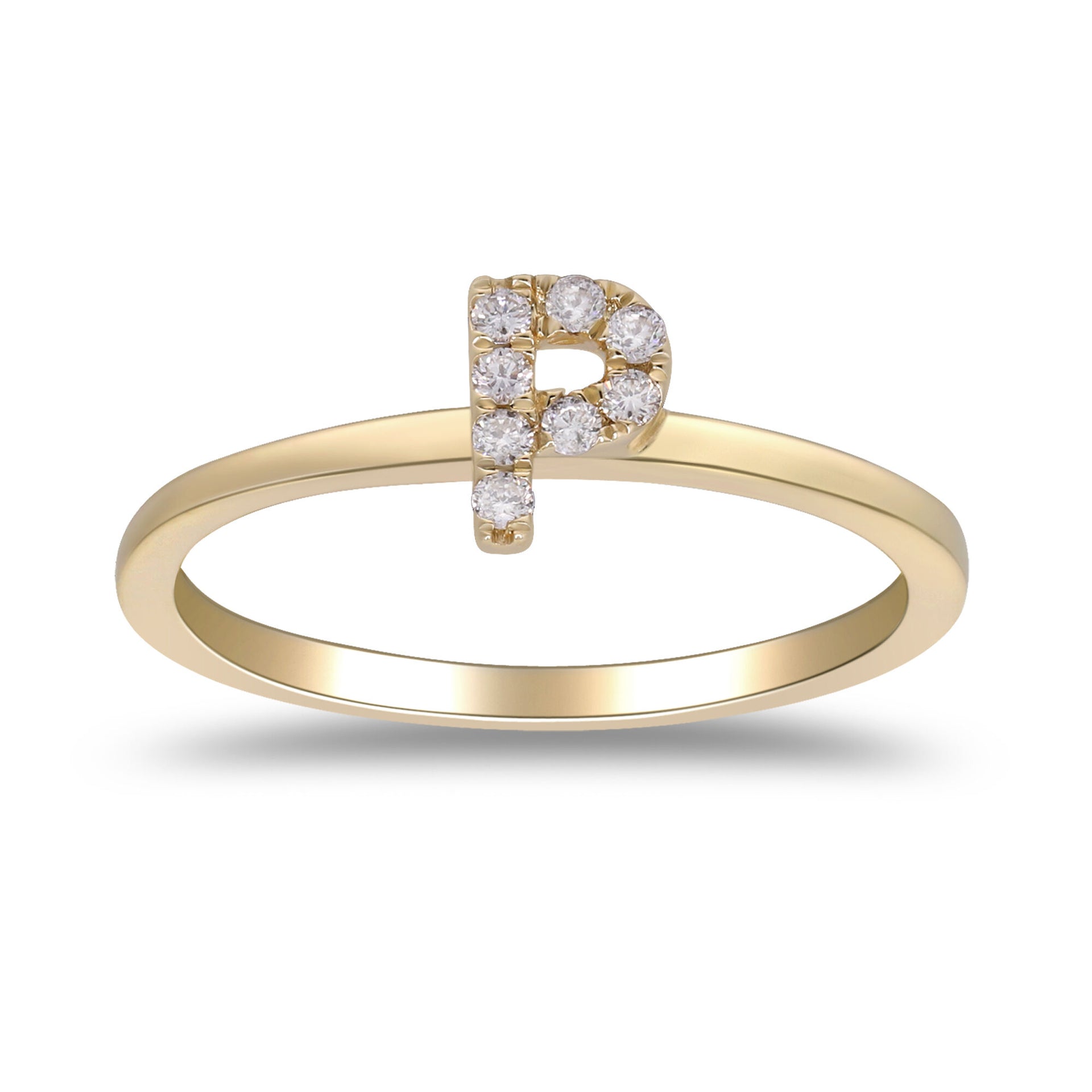 Diamond Accent "P" Initial Ring in 10K Yellow Gold
