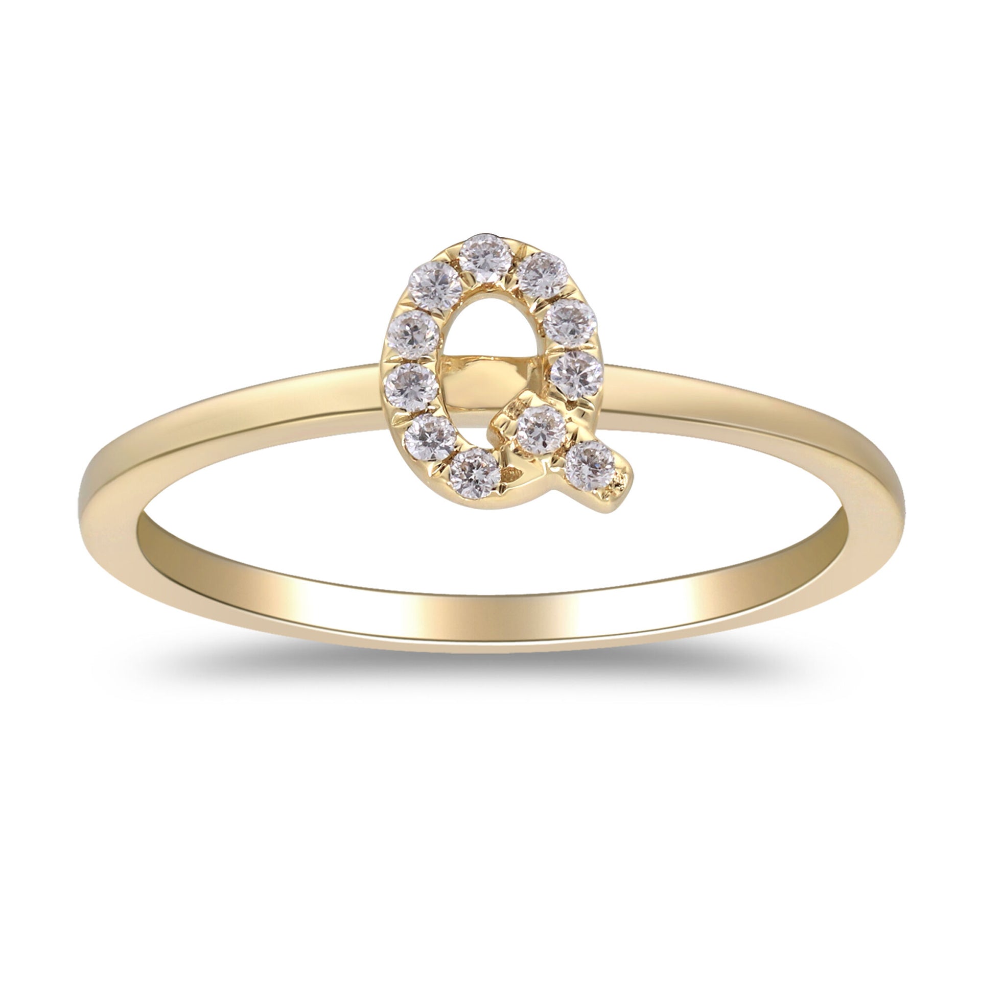 Diamond Accent "Q" Initial Ring in 10K Yellow Gold