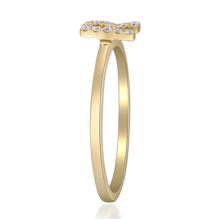 Diamond Accent "R" Initial Ring in 10K Yellow Gold