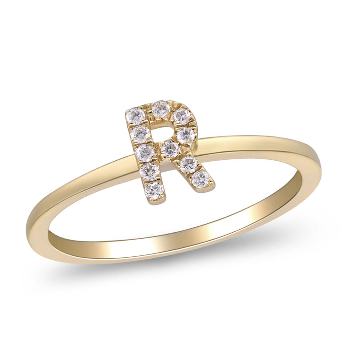 Diamond Accent "R" Initial Ring in 10K Yellow Gold