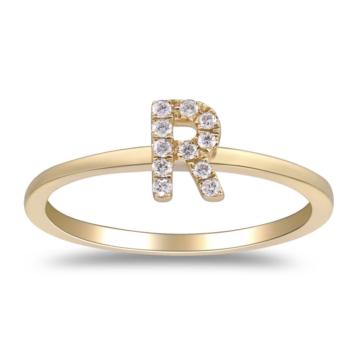 Diamond Accent "R" Initial Ring in 10K Yellow Gold