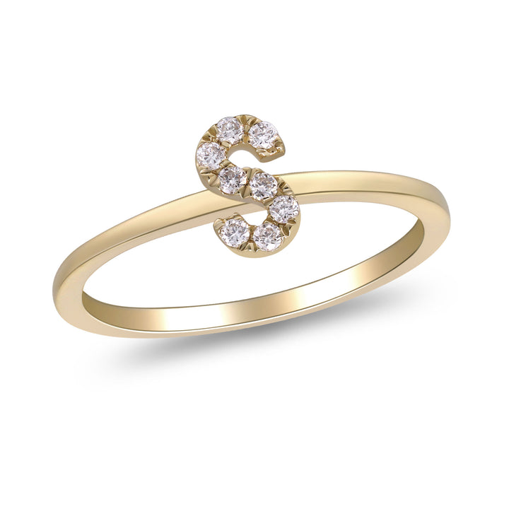 Diamond Accent "S" Initial Ring in 10K Yellow Gold