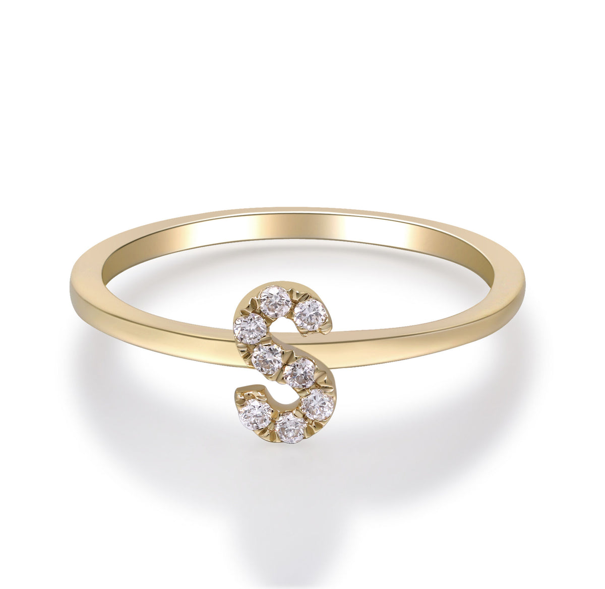 Diamond Accent "S" Initial Ring in 10K Yellow Gold