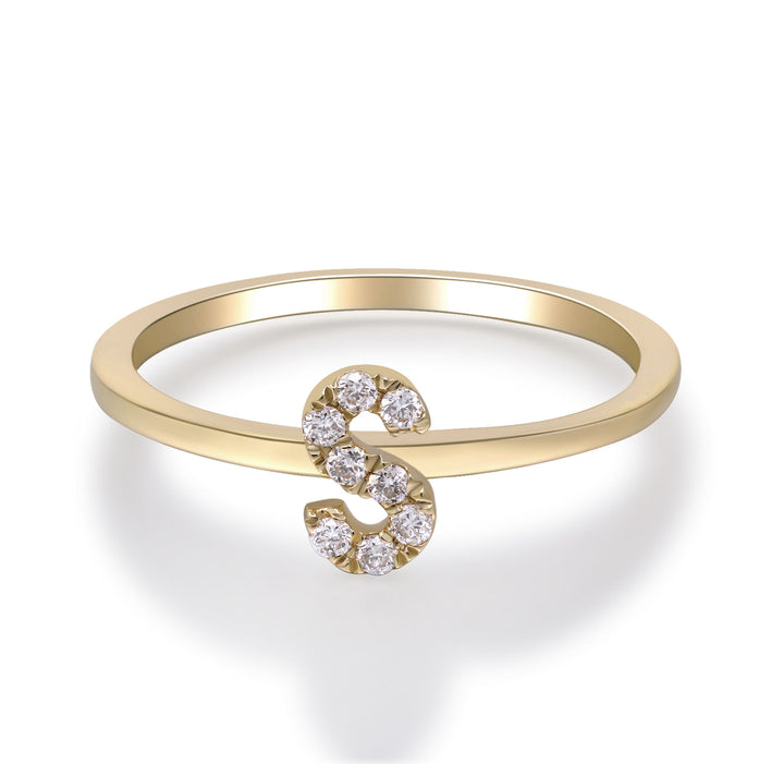 Diamond Accent "S" Initial Ring in 10K Yellow Gold