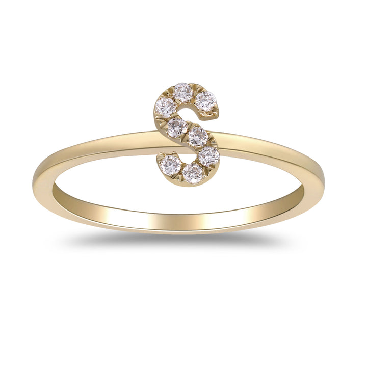 Diamond Accent "S" Initial Ring in 10K Yellow Gold