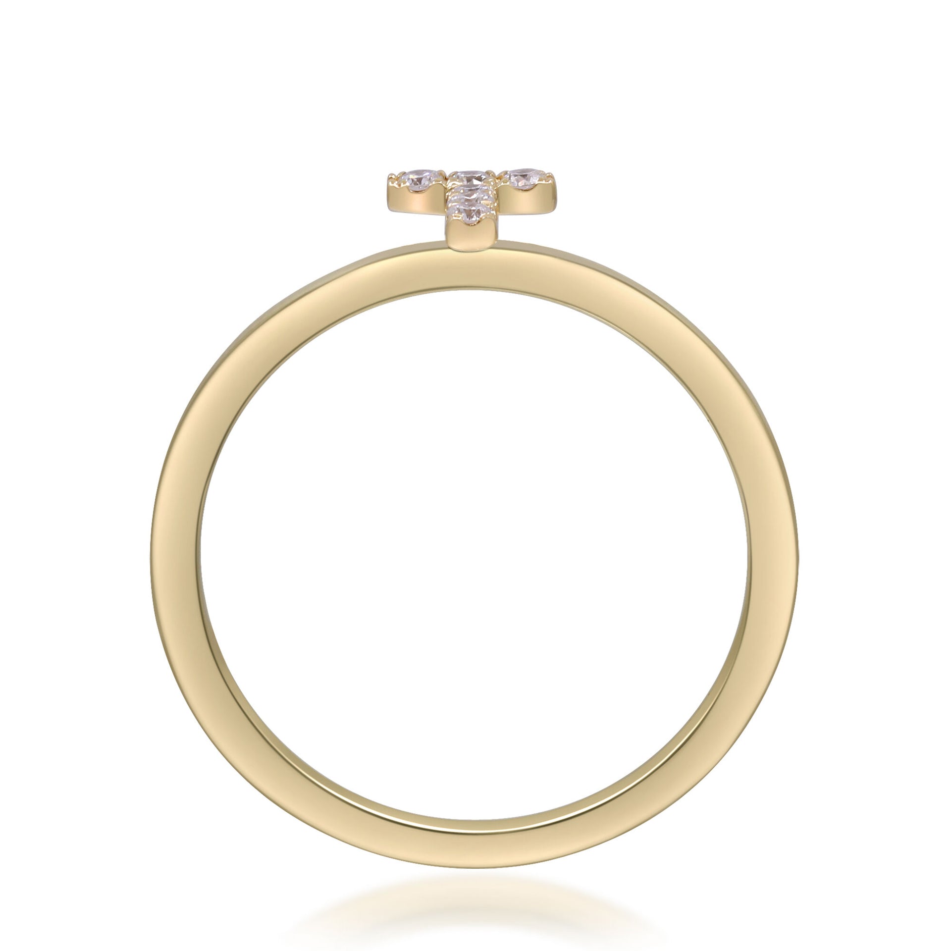 Diamond Accent "T" Initial Ring in 10K Yellow Gold