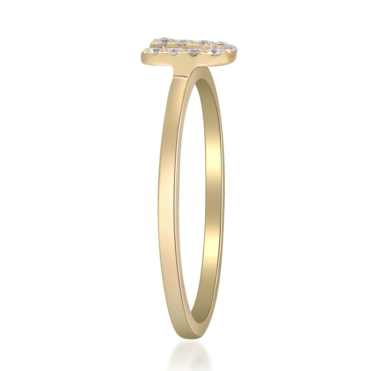 Diamond "U" Initial Ring in 10K Yellow Gold