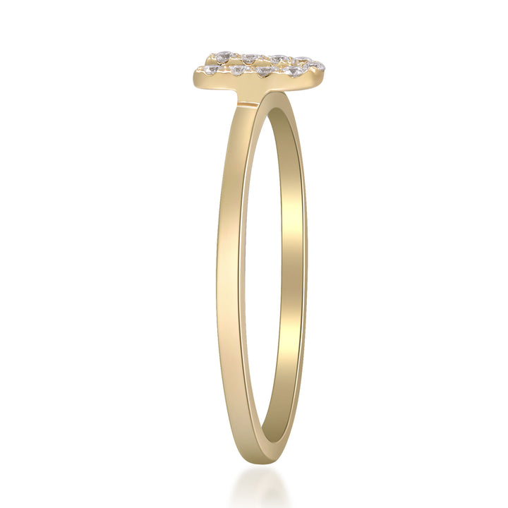 Diamond "U" Initial Ring in 10K Yellow Gold