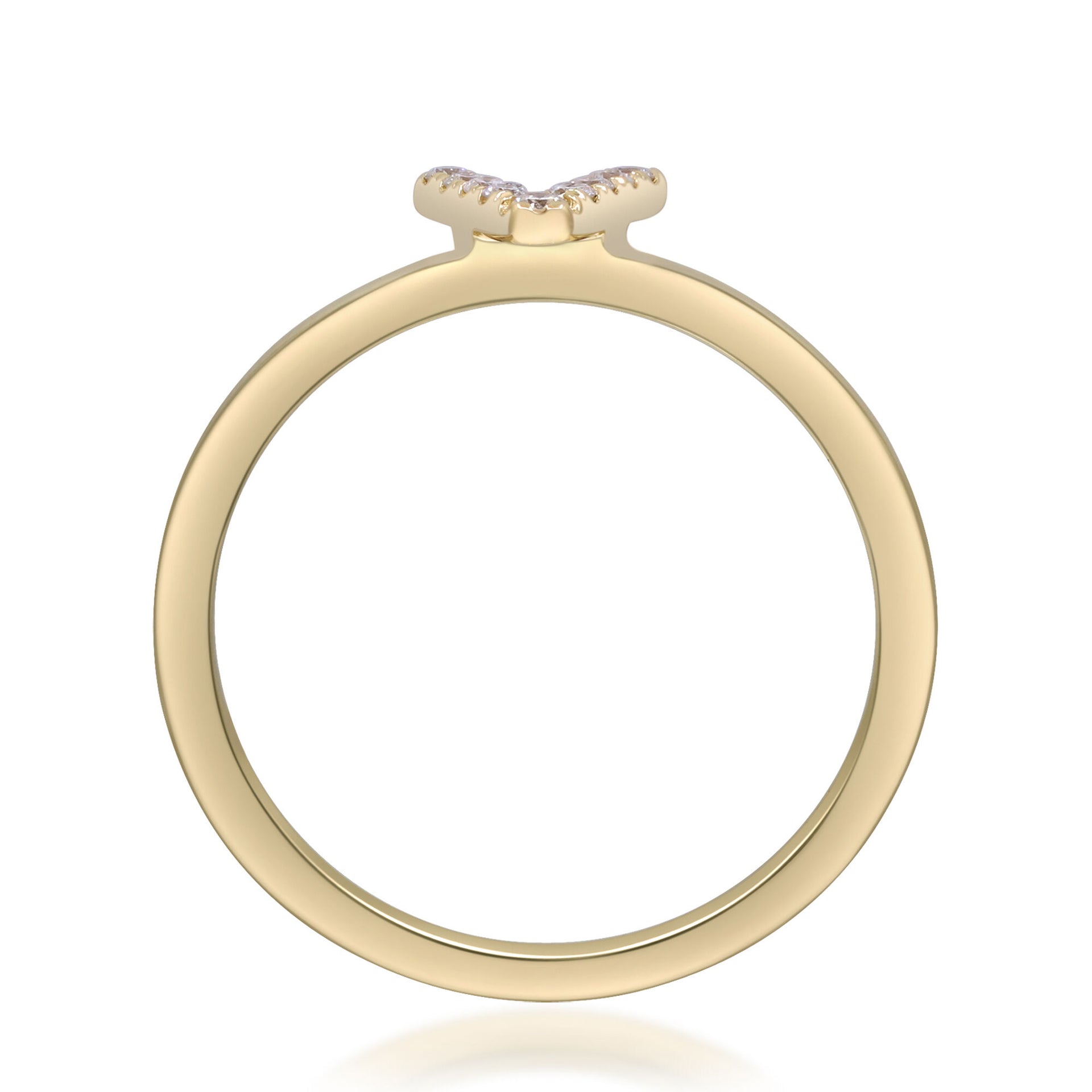 Diamond Accent "V" Initial Ring in 10K Yellow Gold