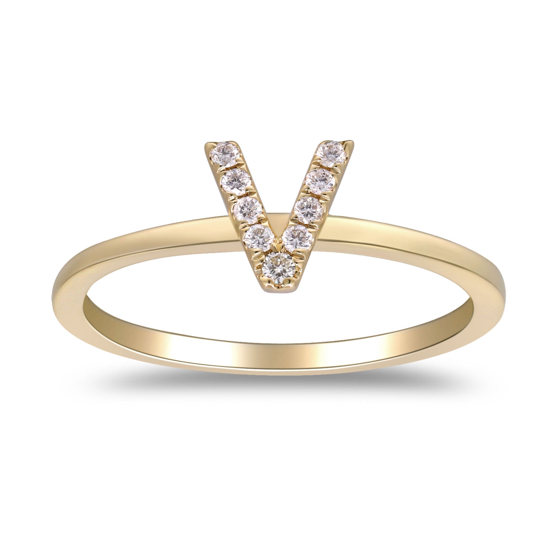 Diamond Accent "V" Initial Ring in 10K Yellow Gold