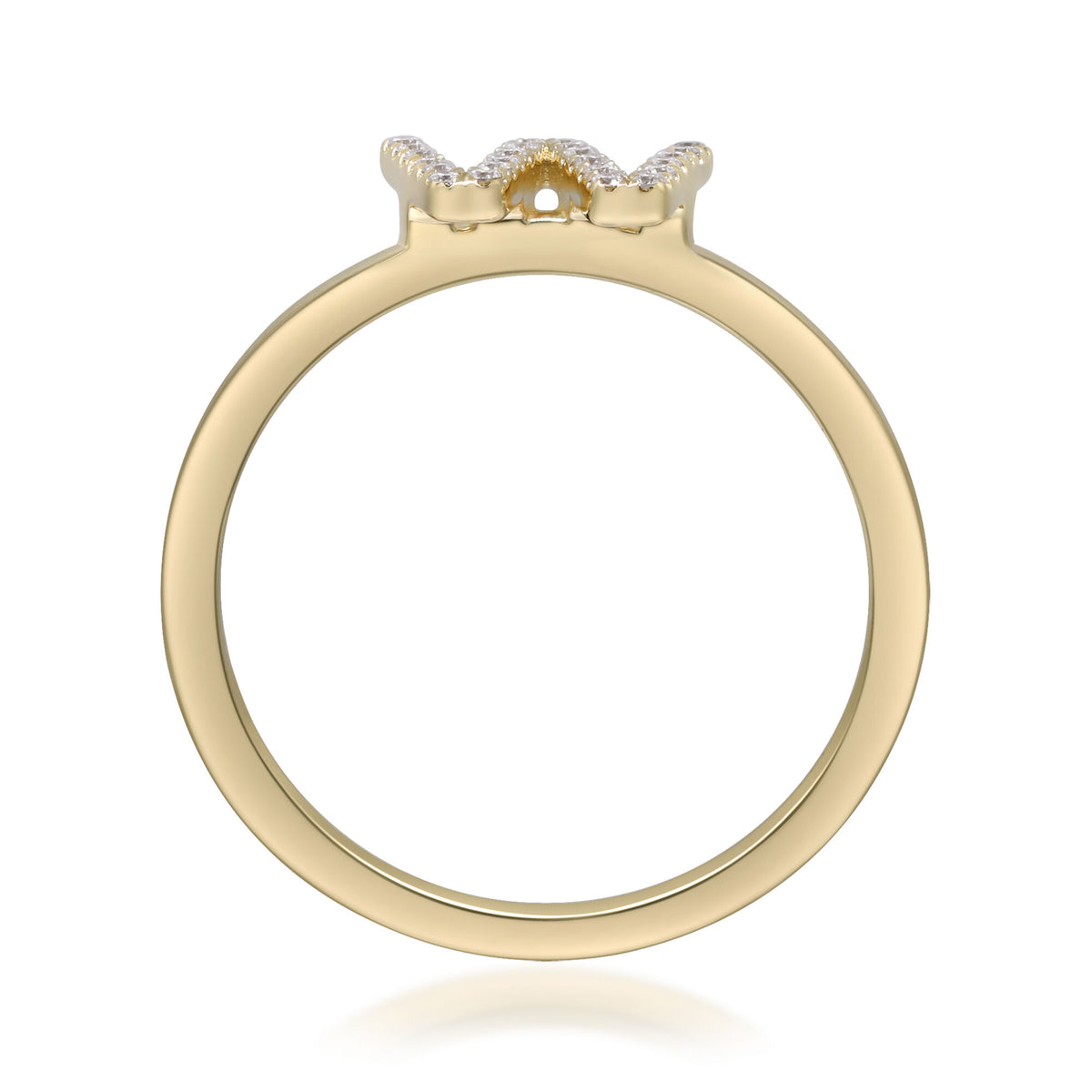 Diamond Accent "W" Initial Ring in 10K Yellow Gold