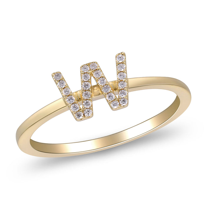 Diamond Accent "W" Initial Ring in 10K Yellow Gold