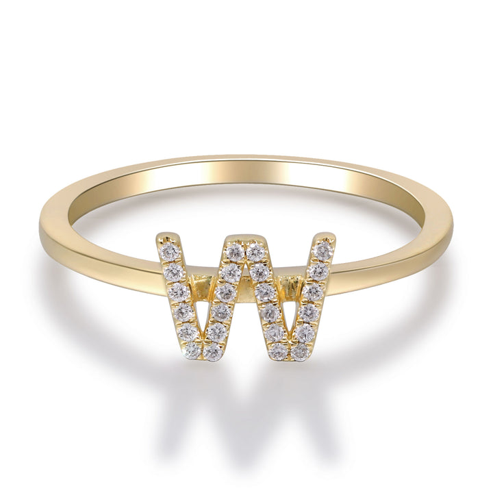 Diamond Accent "W" Initial Ring in 10K Yellow Gold