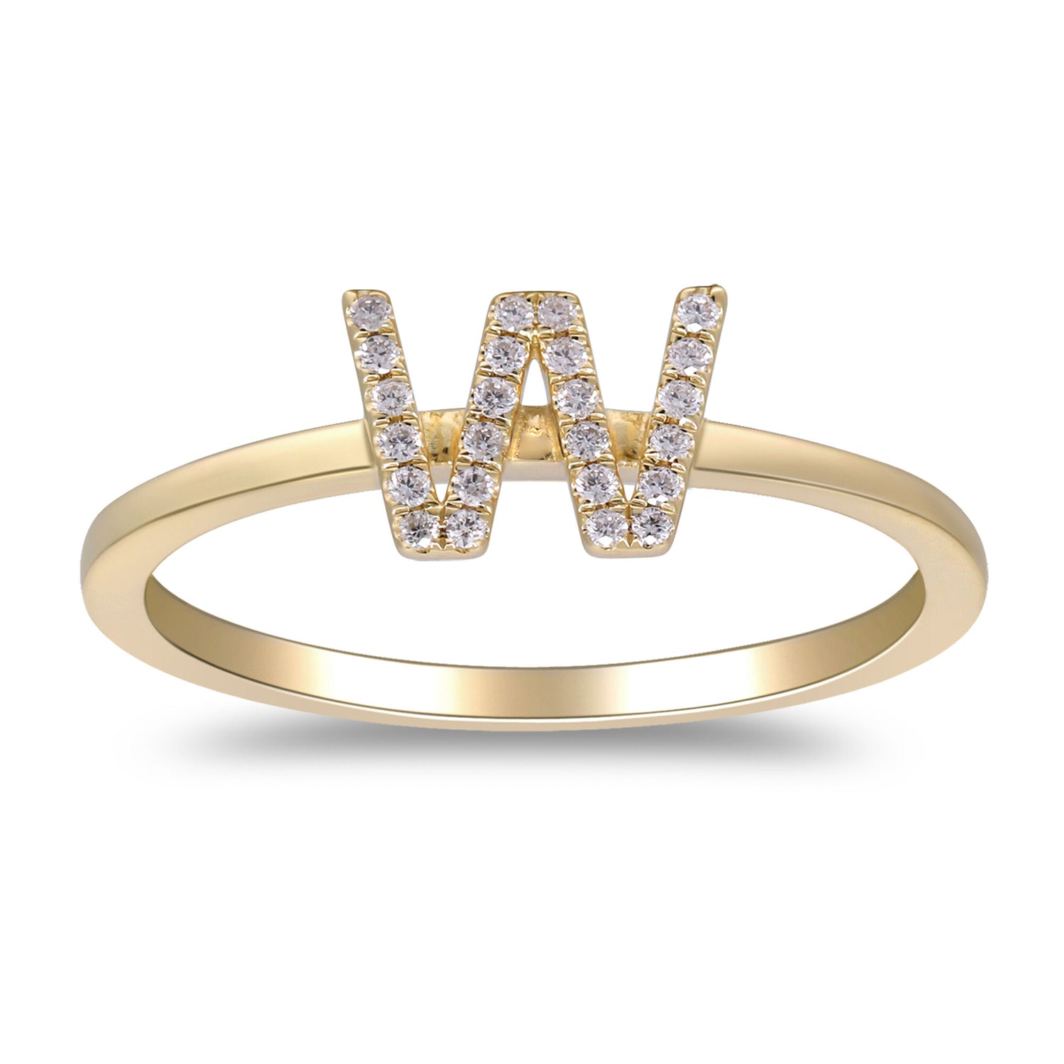 Diamond Accent "W" Initial Ring in 10K Yellow Gold