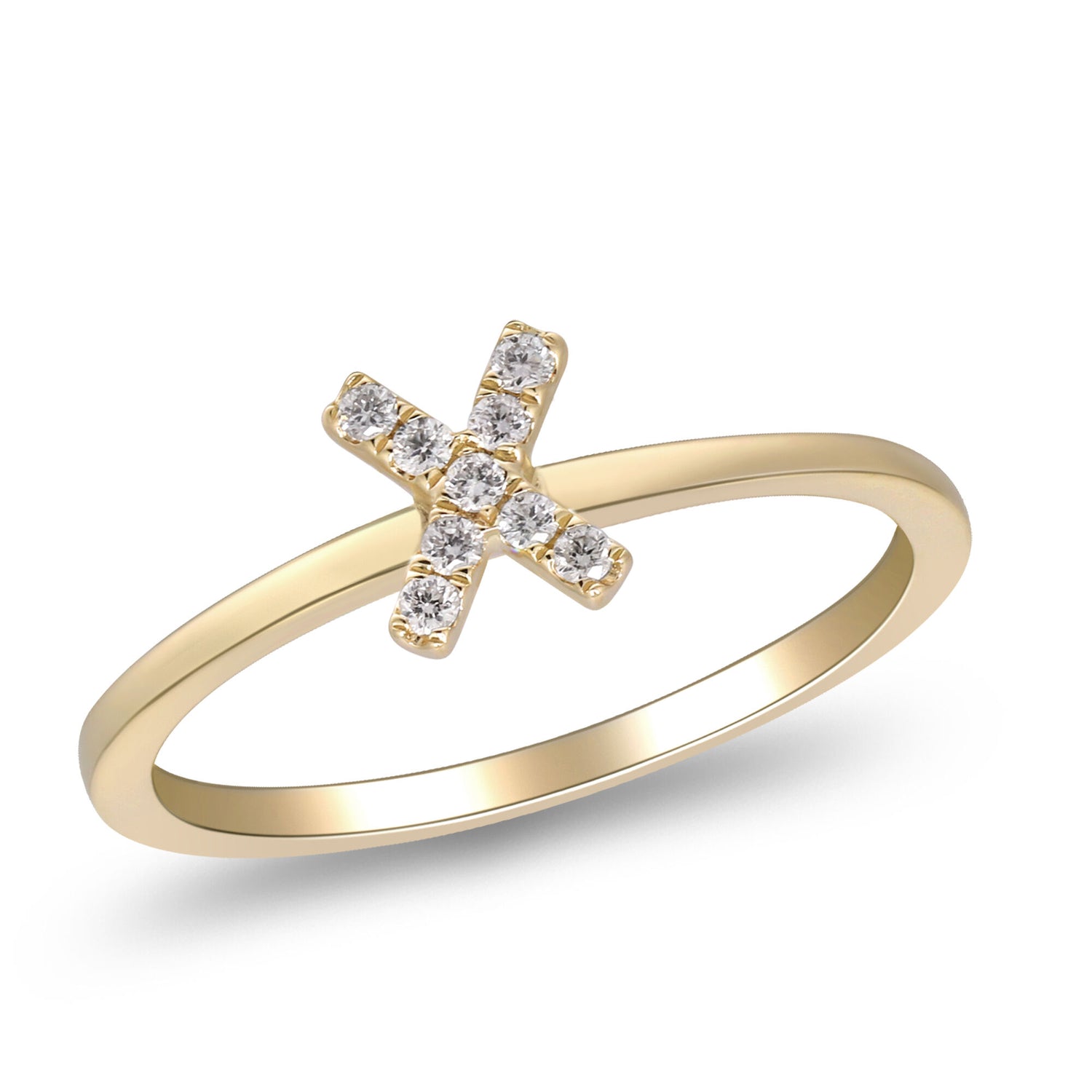 Diamond Accent "X" Initial Ring in 10K Yellow Gold