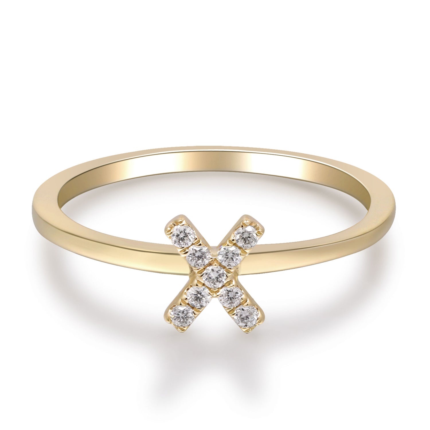 Diamond Accent "X" Initial Ring in 10K Yellow Gold