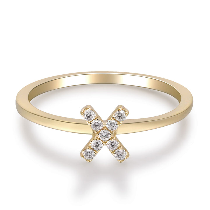 Diamond Accent "X" Initial Ring in 10K Yellow Gold