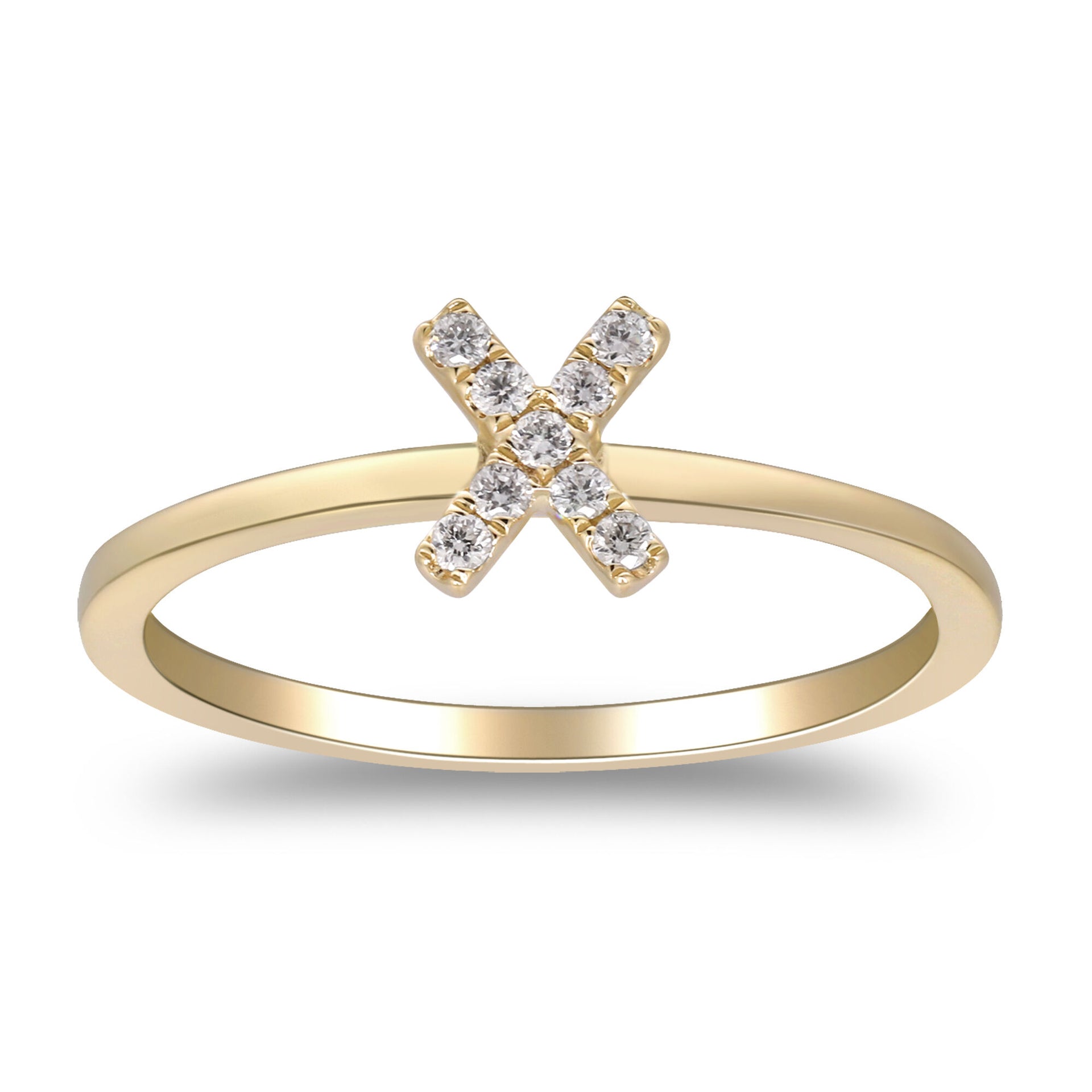 Diamond Accent "X" Initial Ring in 10K Yellow Gold