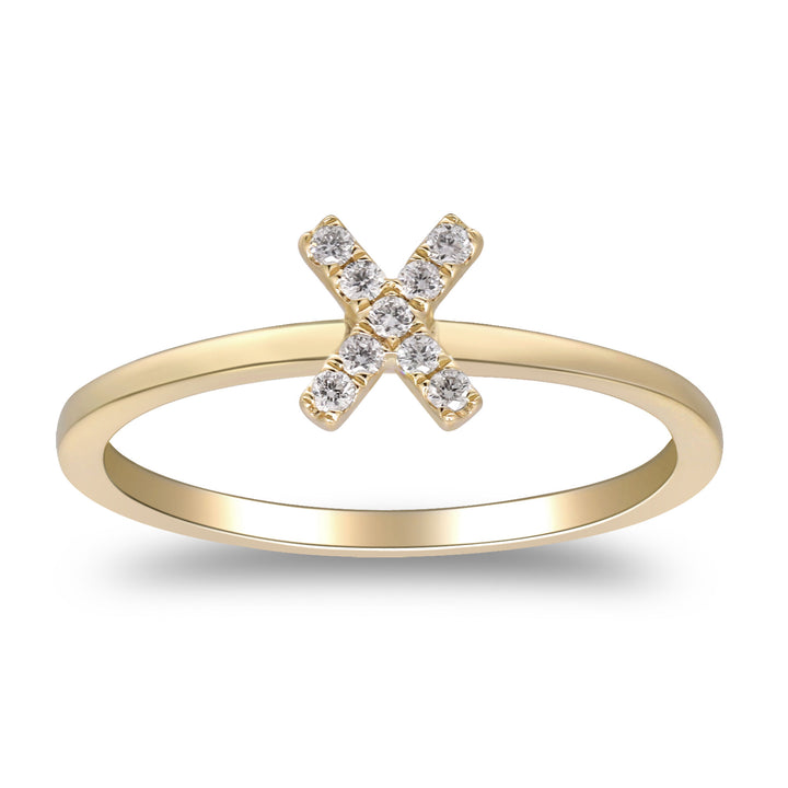 Diamond Accent "X" Initial Ring in 10K Yellow Gold