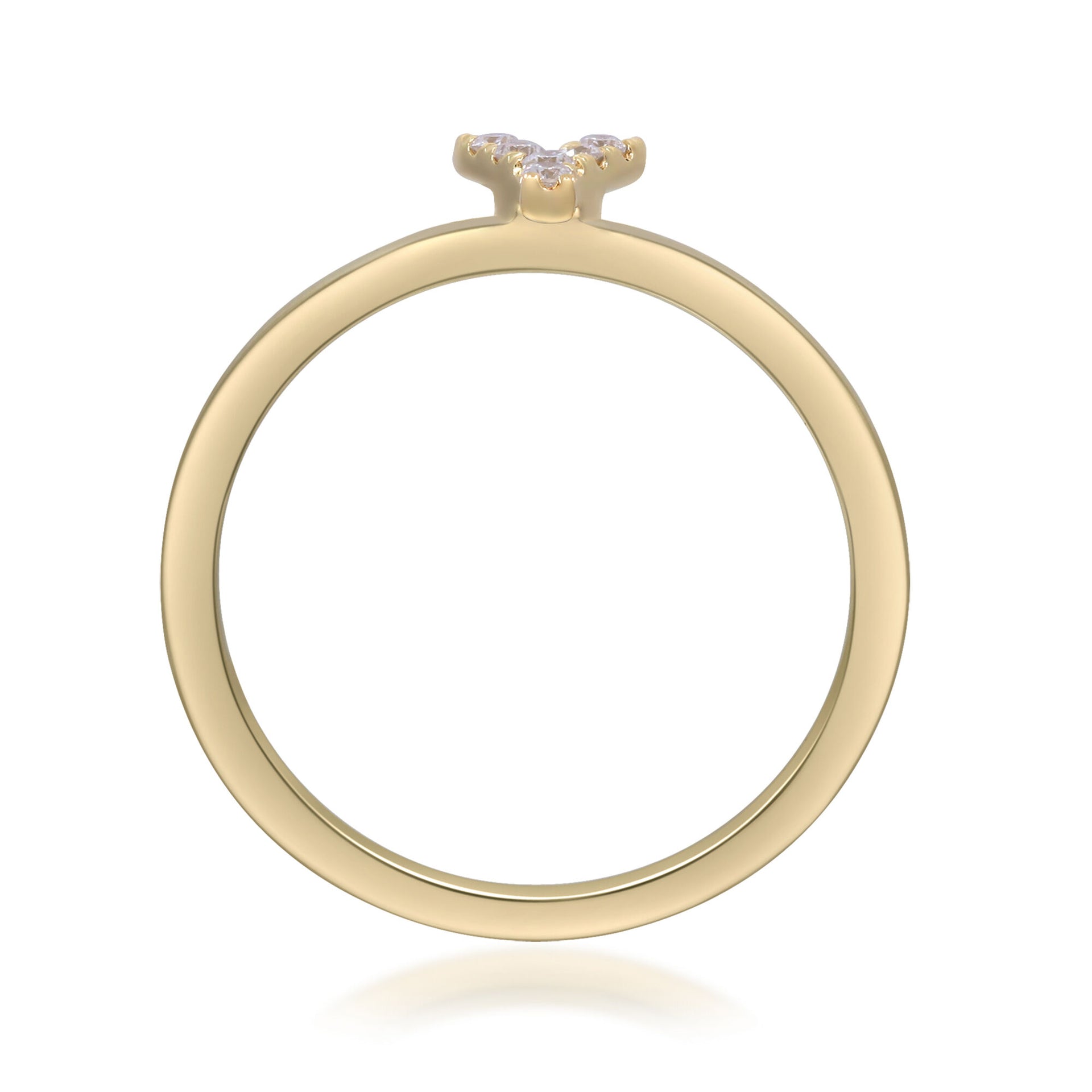 Diamond Accent "Y" Initial Ring in 10K Yellow Gold
