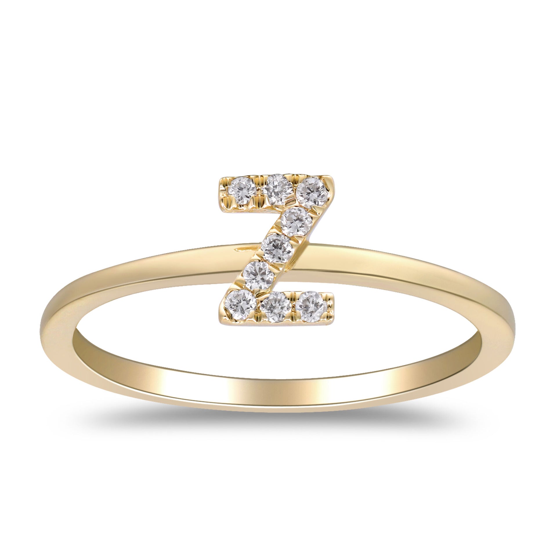Diamond Accent "Z" Initial Ring in 10K Yellow Gold