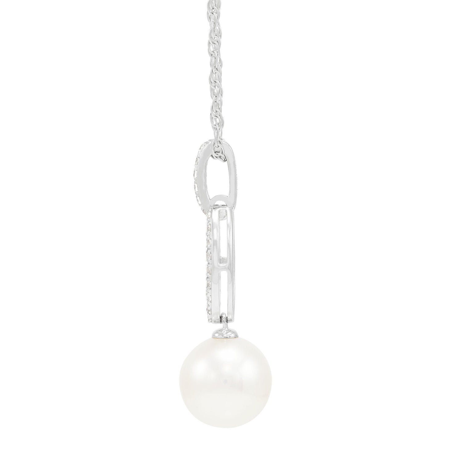Freshwater Pearl & Lab-Created White Sapphire Pendant in Sterling Silver