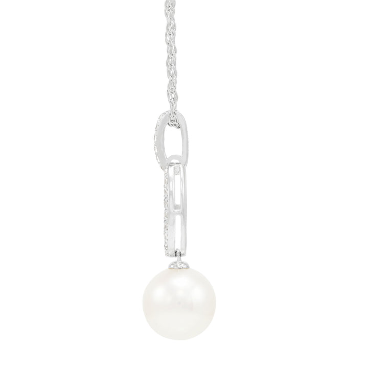 Freshwater Pearl & Lab-Created White Sapphire Pendant in Sterling Silver