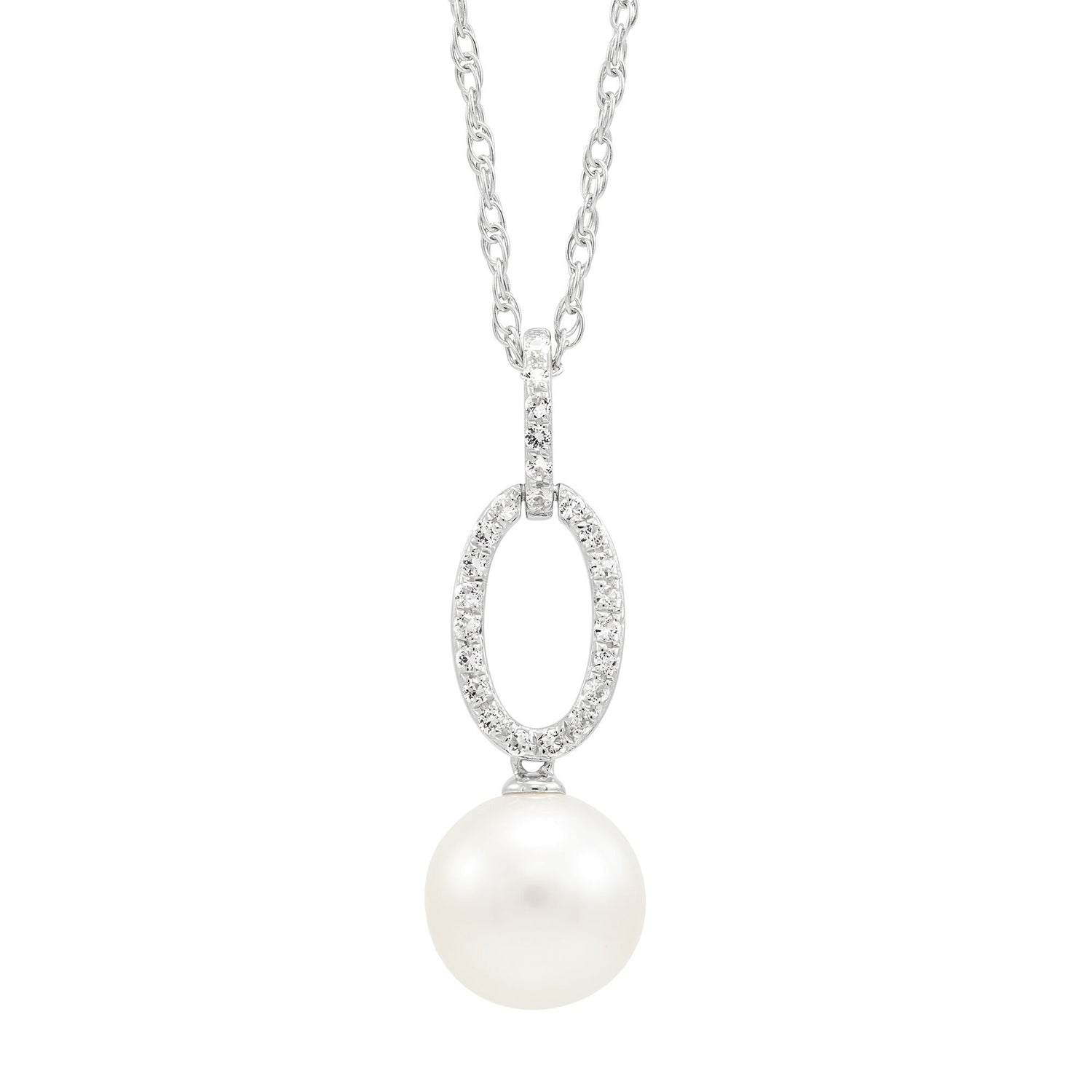 Freshwater Pearl & Lab-Created White Sapphire Pendant in Sterling Silver