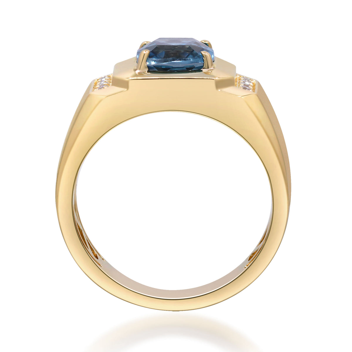 London Blue Topaz & Diamond Accent Ring in 14K Yellow Gold