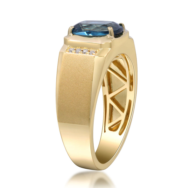 London Blue Topaz & Diamond Accent Ring in 14K Yellow Gold