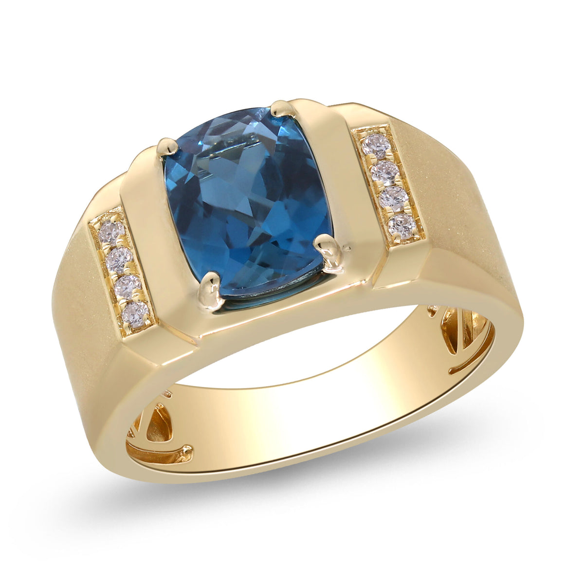London Blue Topaz & Diamond Accent Ring in 14K Yellow Gold