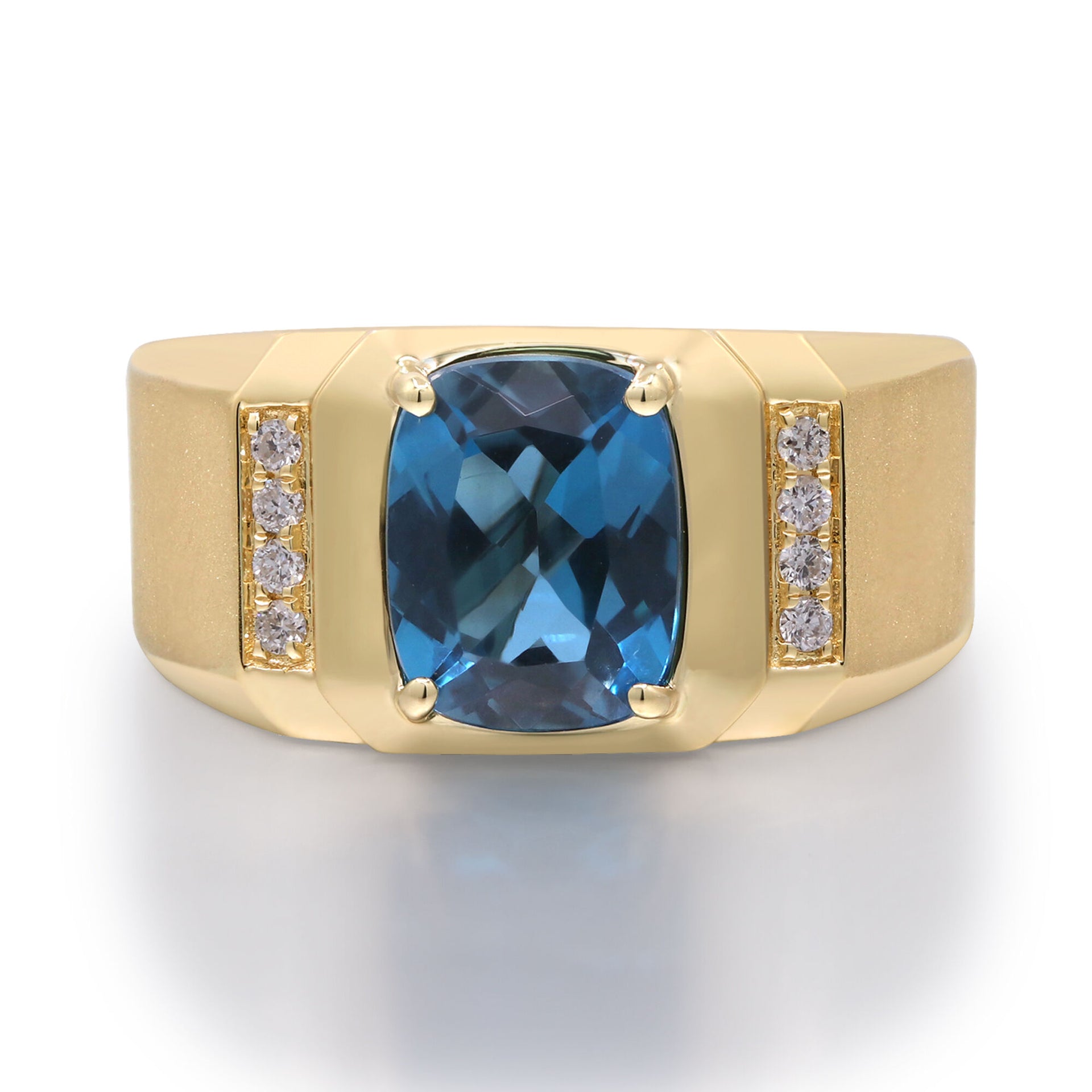 London Blue Topaz & Diamond Accent Ring in 14K Yellow Gold