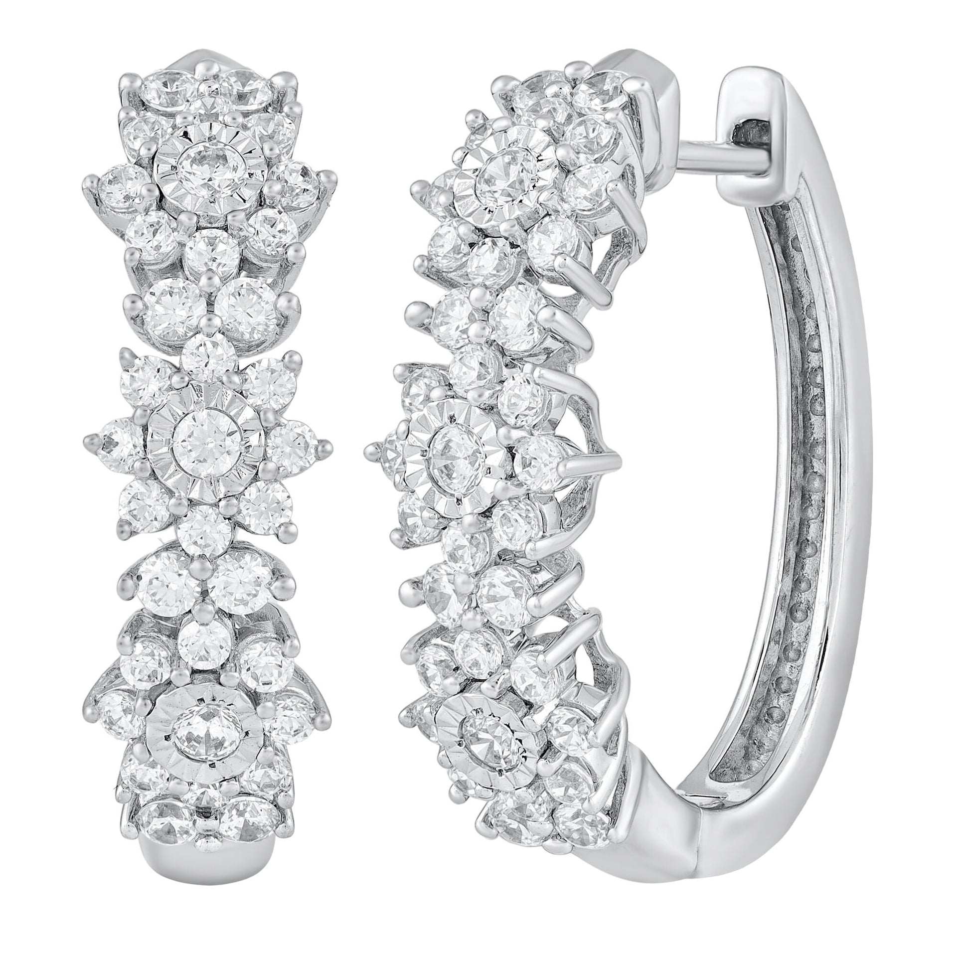 Diamond Hoop Earrings in 10K White Gold (1 ct. tw.)